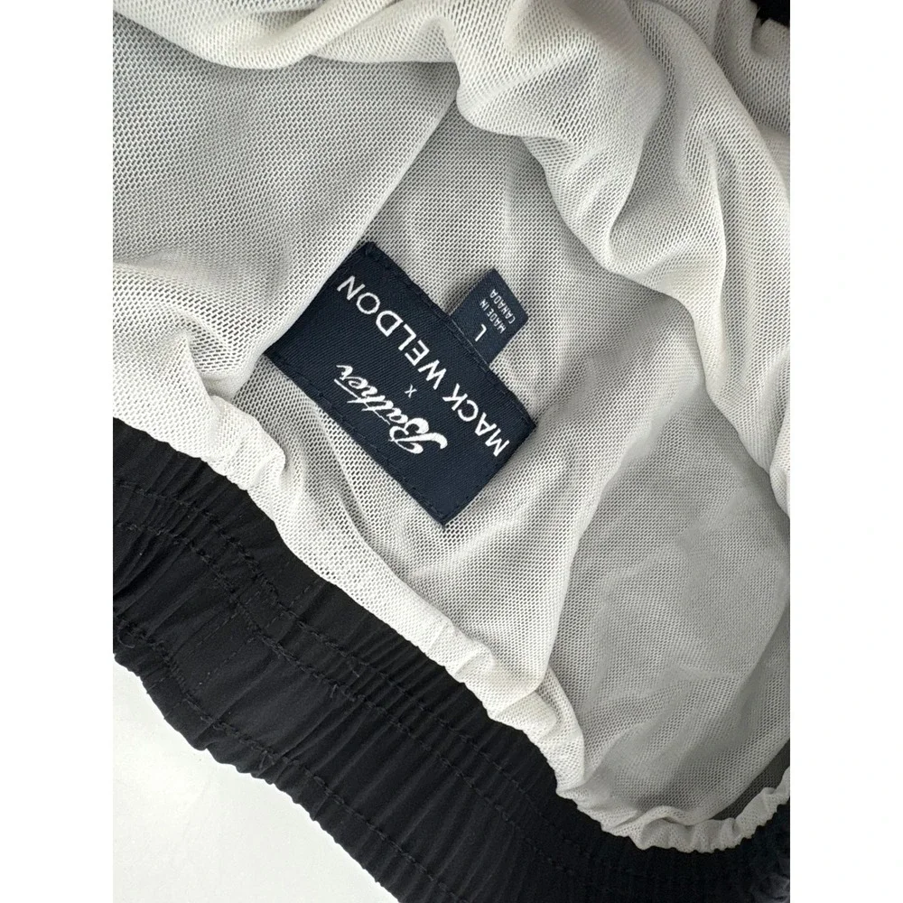 Bather x Mack Weldon Mens Swim Trunks Black Board Shorts Size L Made in Canada